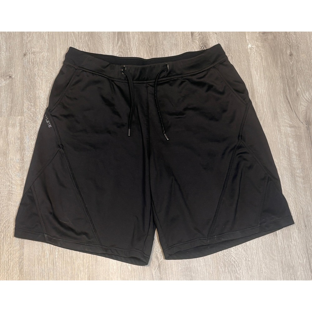 Hylete Mens Athletic Training Shorts‎ Black Above Knee XL Drawstring Gym Pockets